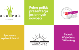 Grafika z logo wydawnictwa i kwadratami.