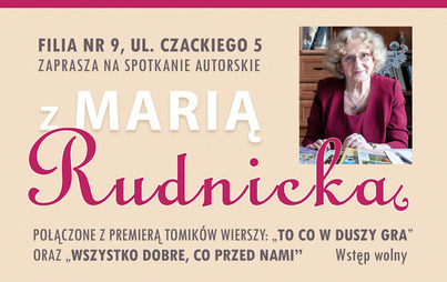 Zdjęcie do Spotkanie autorskie z Marią Rudnicką