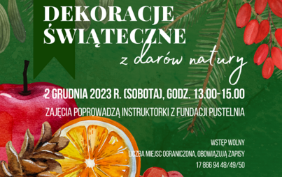 Zdjęcie do &bdquo;Dekoracje świąteczne z dar&oacute;w natury&rdquo;: rodzinne warsztaty bożonarodzeniowe